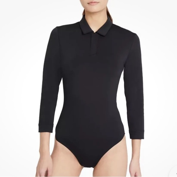 Nike Women's UV Long Sleeve SLIM FIT Golf Bodysuit Black L Polo Stretchy Large - Picture 1 of 11